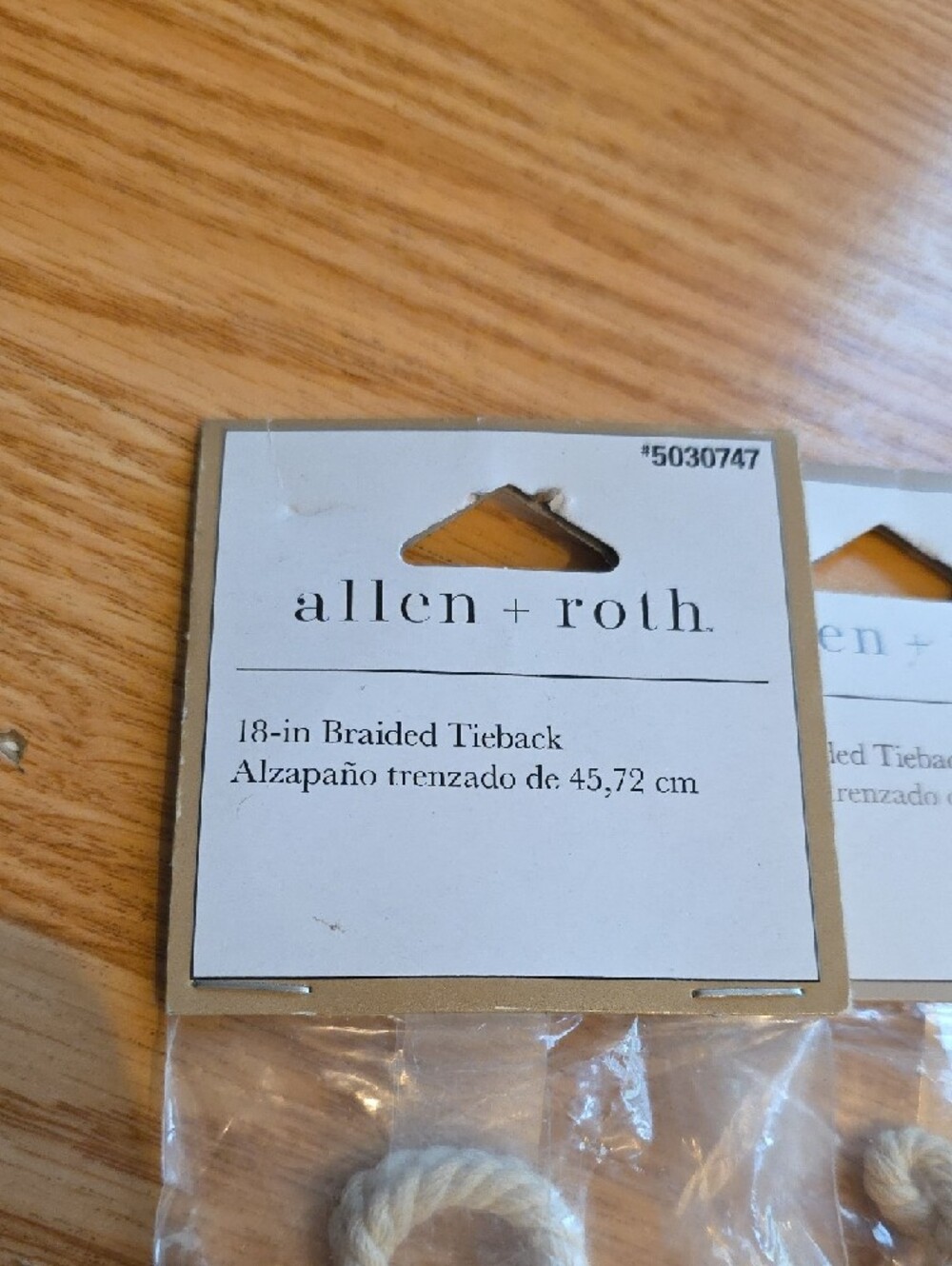Allen + Roth Cream Braided Rope Curtain Tiebacks - Set of 4 - Picture 2 of 3